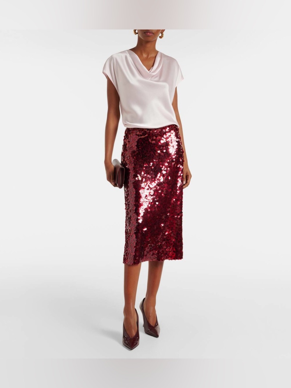 Vince Cream Satin Cowl Neck Blouse